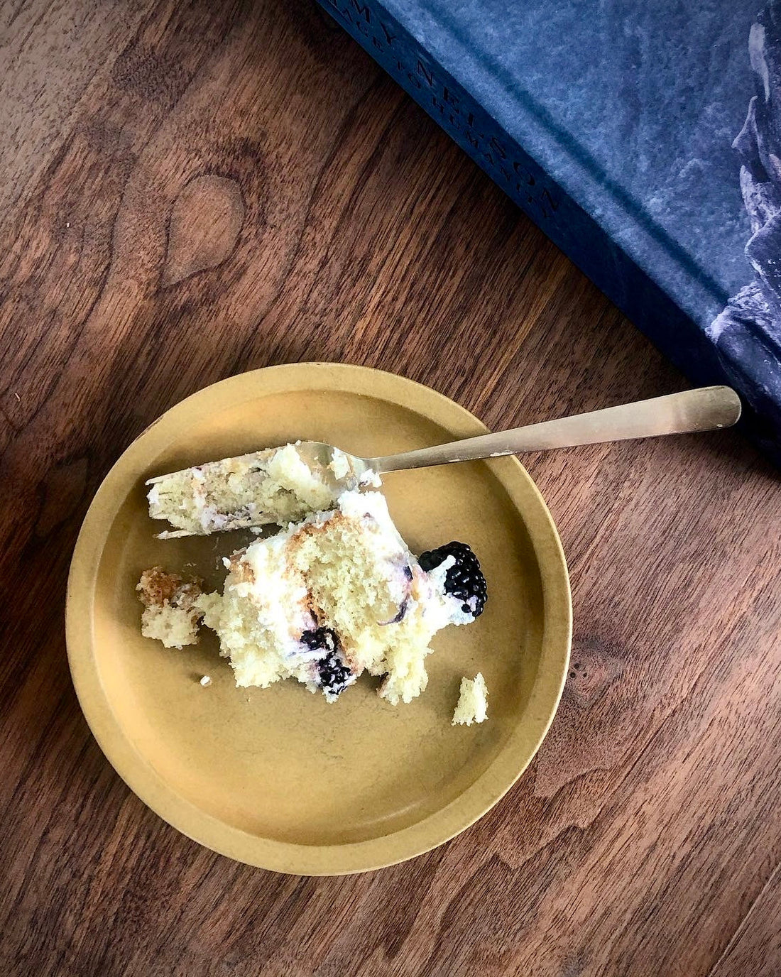 birthday cake on a yellow plate for breakfast