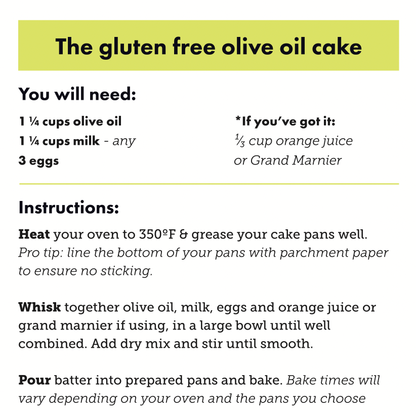 Olive Oil Cake Mix (GF)